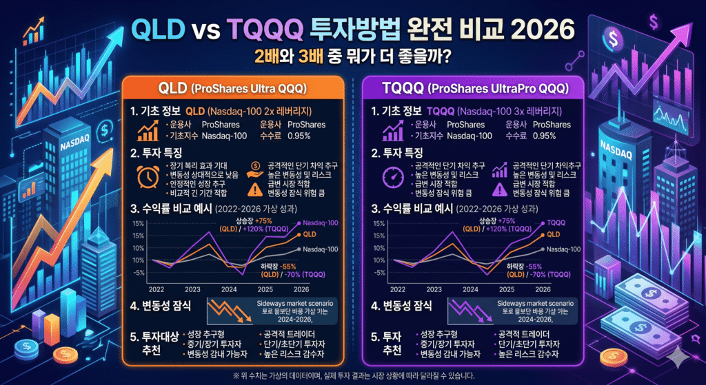 QLD vs TQQQ 투자방법 완전 비교 2026 2배와 3배 중 뭐가 더 좋을까