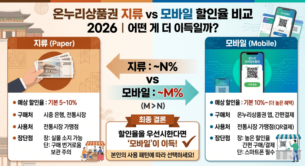 온누리상품권지류vs모바일할인율비교