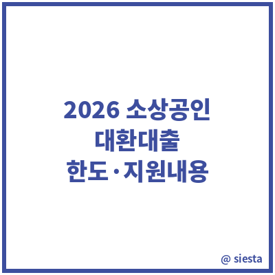 2026 소상공인 대환대출 / 한도·지원내용